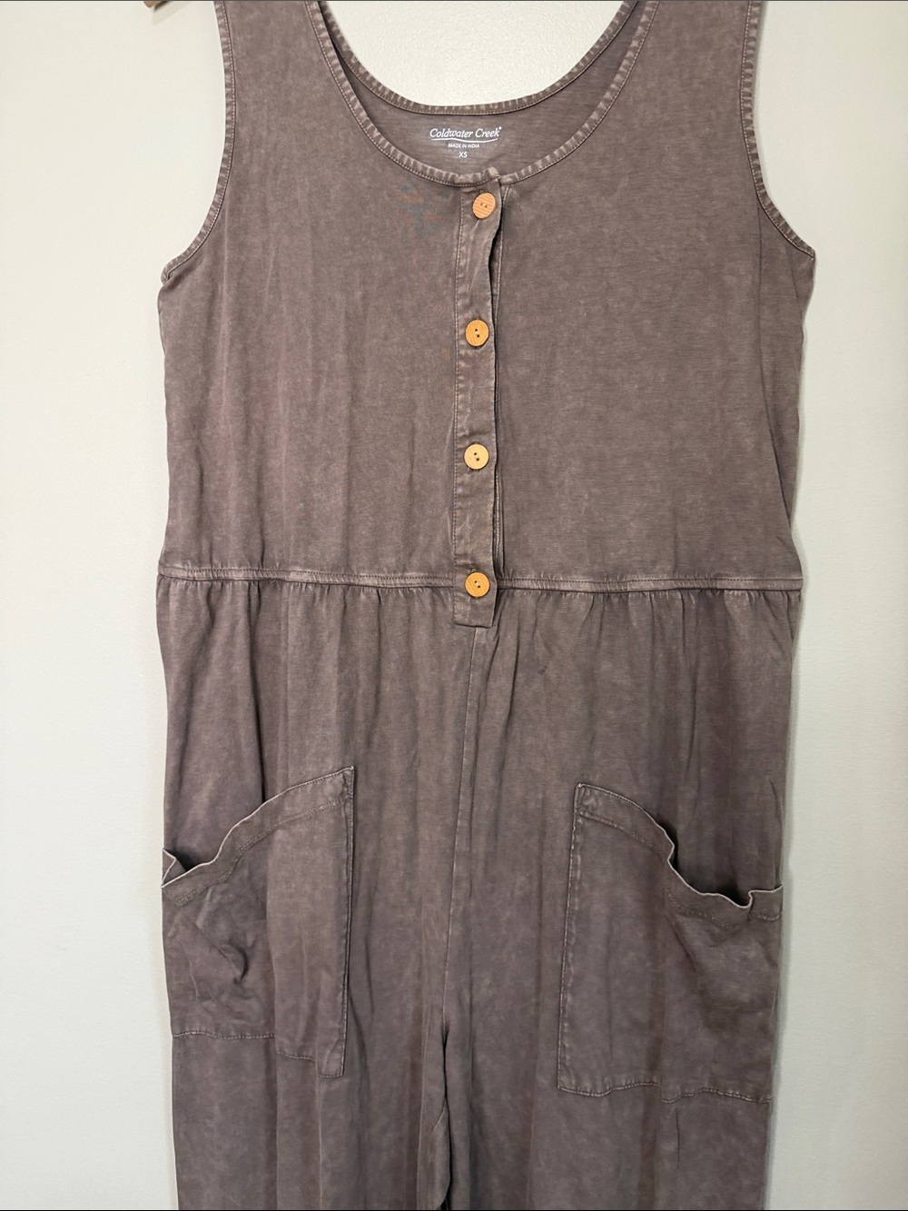 Coldwater Creek Sleeveless Button-Front Jumpsuit in Dusty Brown XS - Picture 4 of 7